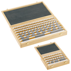 Gauge blocks made of steel in a set. Accuracy grade K, 0, 1 or 2 according to DIN EN ISO 3650. Gauge blocks sets in different classifications or as special set for measuring equipment check.