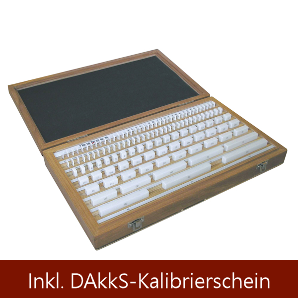 Gauge block set made of ceramic incl. DAkkS-calibration certificate, Accuracy grade 0, Nominal size 1,001 - 100 mm 87 pieces